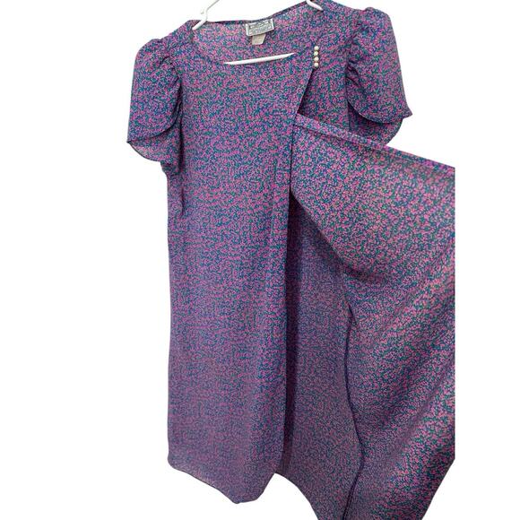 Y2K vintage 80s Bill Berman Jodi Schwartz Flora Button Front Dress Size 9 - Picture 5 of 11